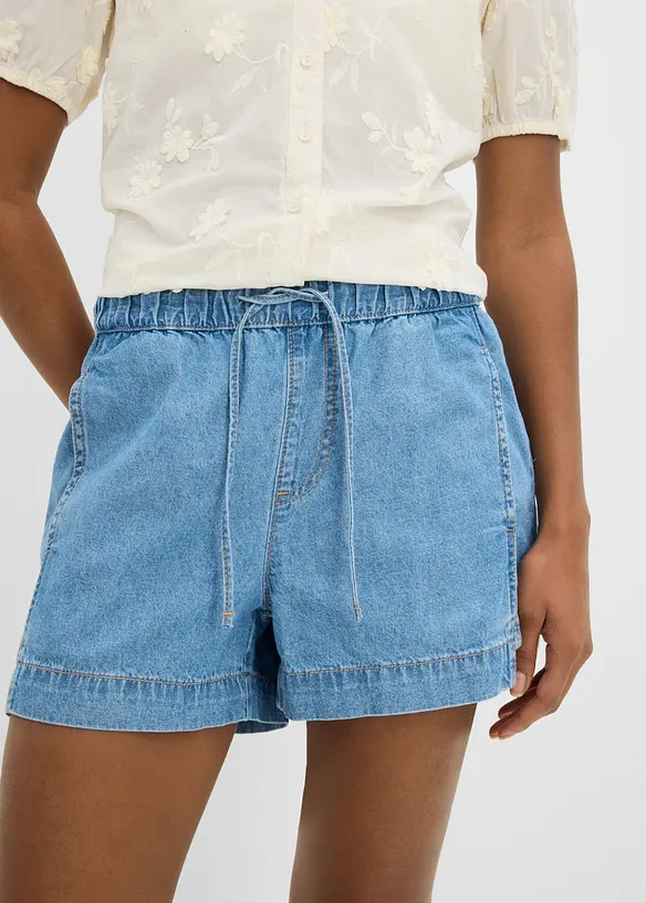 Shorts di jeans con vita comoda, vita media, bonprix