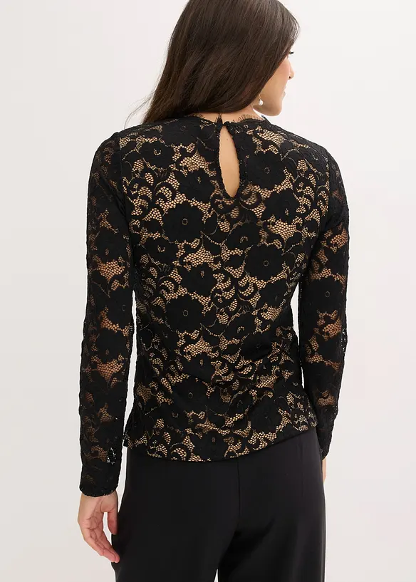 Maglia in pizzo a maniche lunghe, bonprix