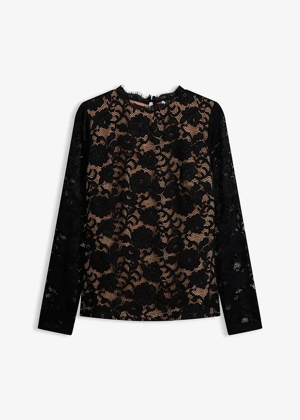 Maglia in pizzo a maniche lunghe, bonprix