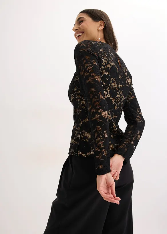 Maglia in pizzo a maniche lunghe, bonprix