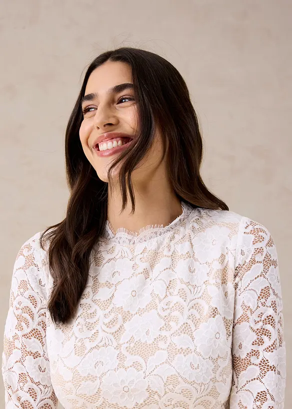 Maglia in pizzo a maniche lunghe, bonprix