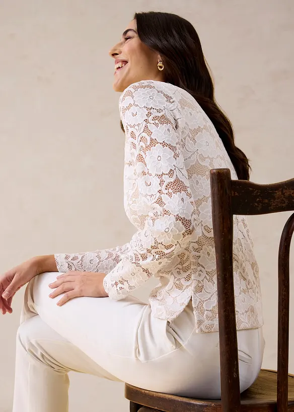 Maglia in pizzo a maniche lunghe, bonprix