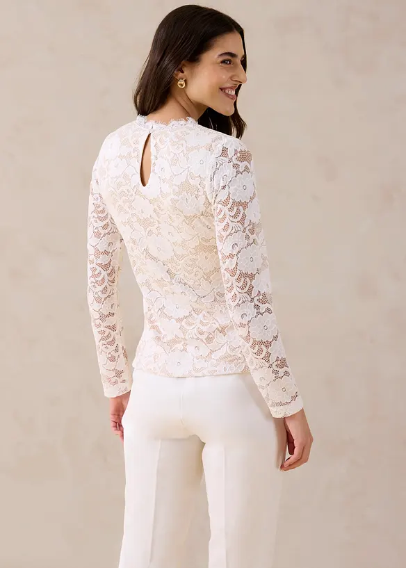 Maglia in pizzo a maniche lunghe, bonprix