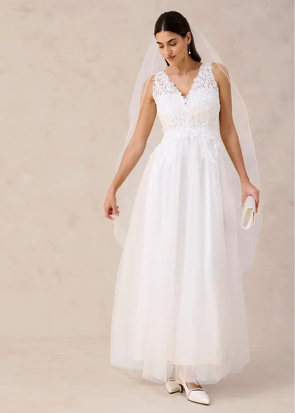 Abito da sposa con tulle e pizzo, bonprix