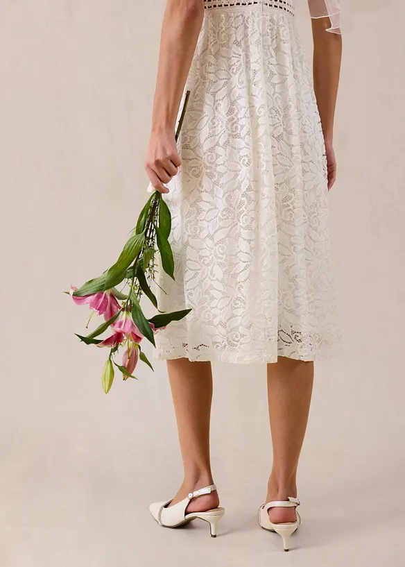 Abito in pizzo con inserto effetto uncinetto in vita, bonprix