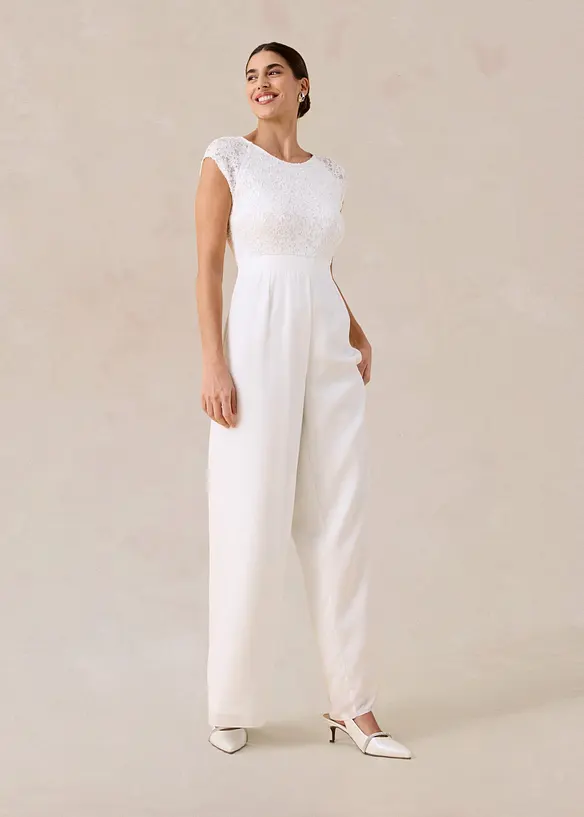 Tuta in fine chiffon con pizzo, bonprix