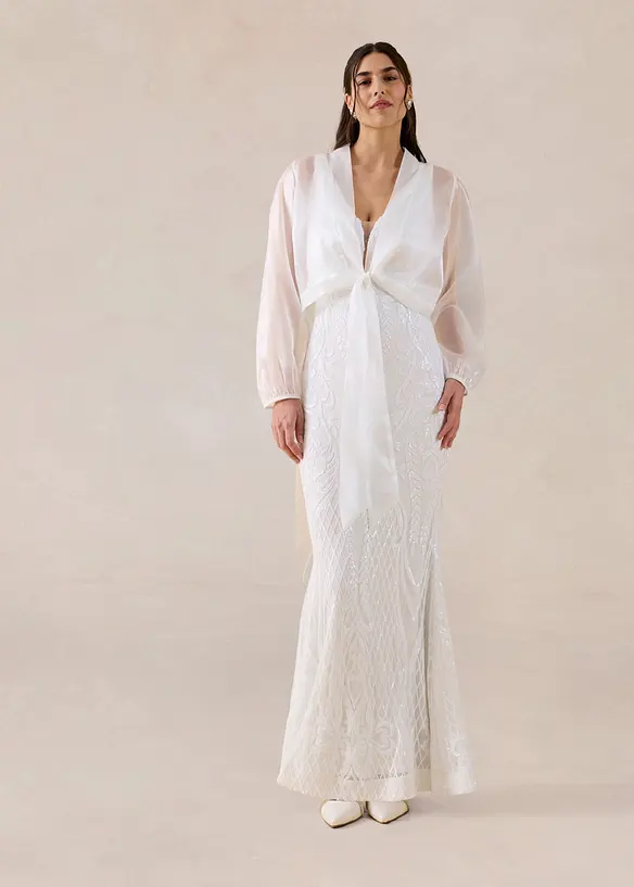 Abito da sposa in tulle delicato con ricami e paillettes, bonprix