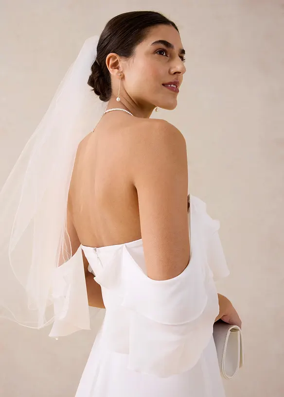 Abito da sposa in fine chifon con drappeggio, bonprix