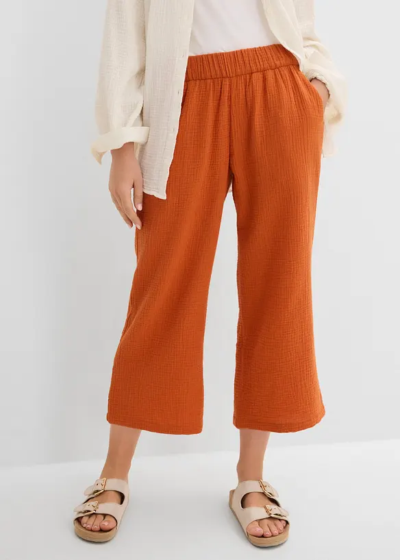 Pantaloni larghi in mussola di cotone, bonprix