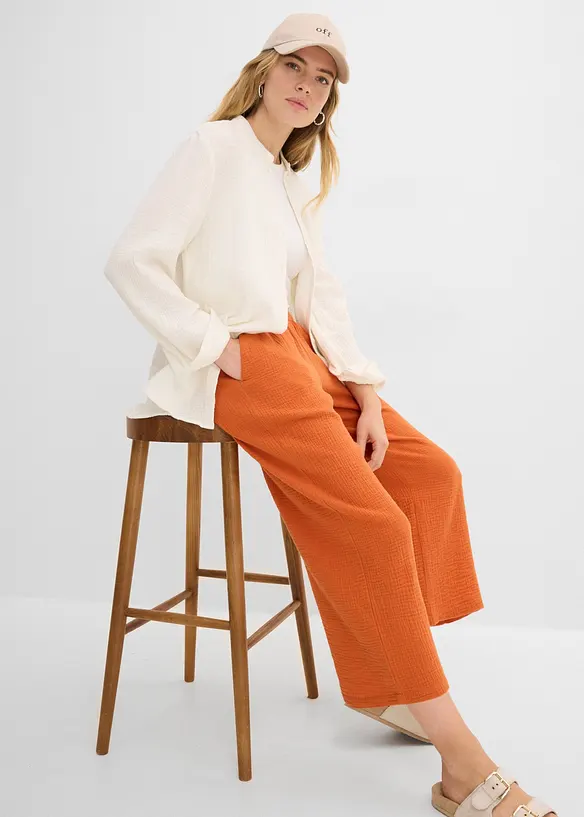 Pantaloni larghi in mussola di cotone, bonprix