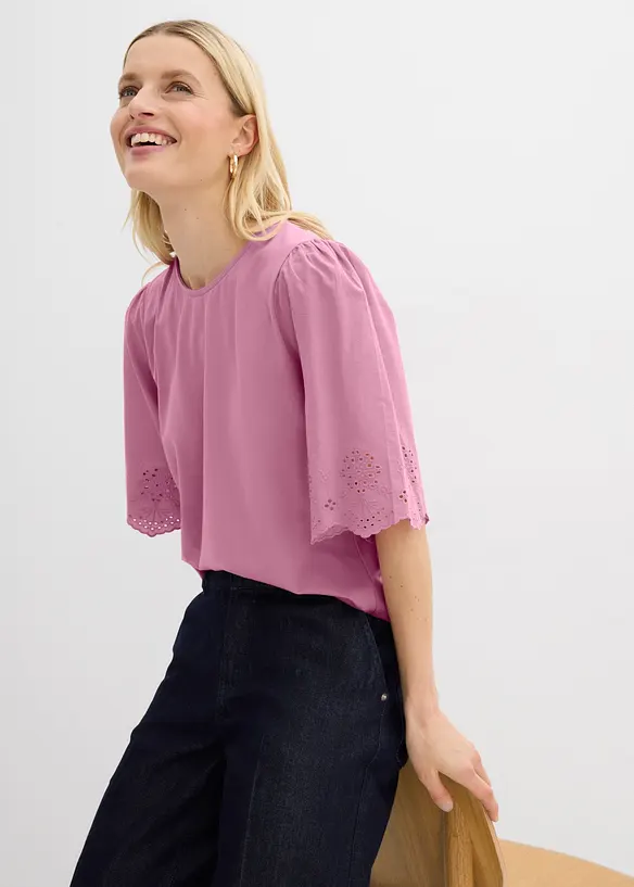 Maglia con ricami traforati, bonprix