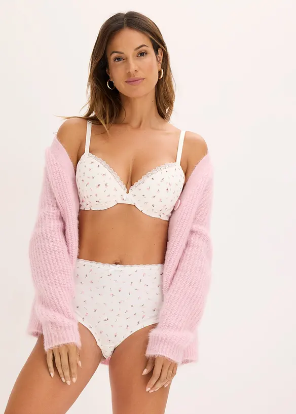 Reggiseno con coppe preformate, ferretto e cotone biologico a costine (pacco da 2), bonprix