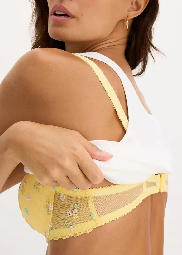 Reggiseno con coppe preformate e ricami delicati, bonprix