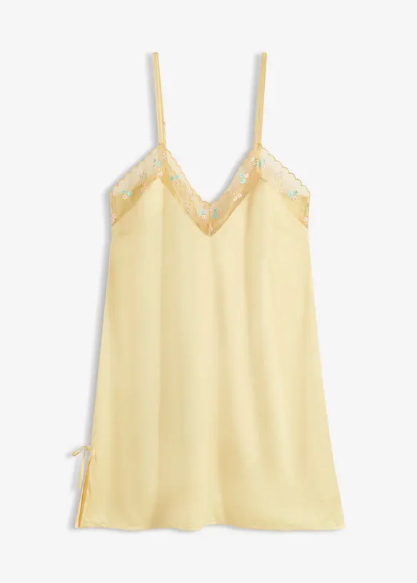 Sottoveste di satin con ricamo delicato, bonprix