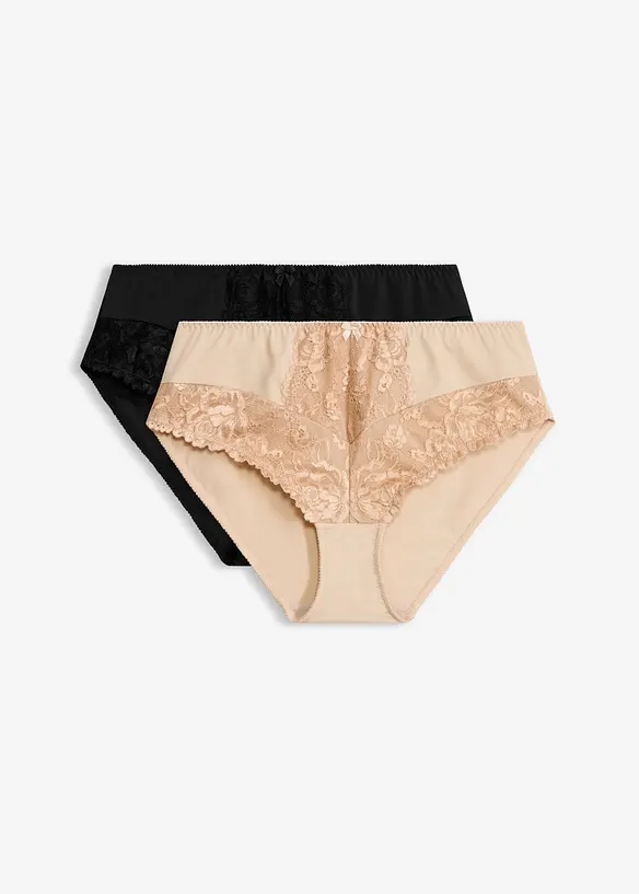 Slip alto con pizzo floreale (pacco da 2), bonprix