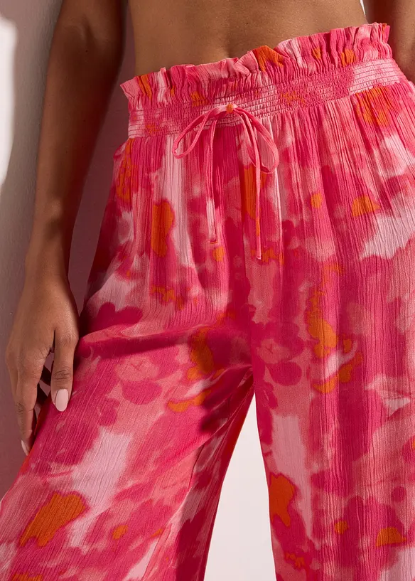 Pantaloni da spiaggia in crinkle operato, bonprix