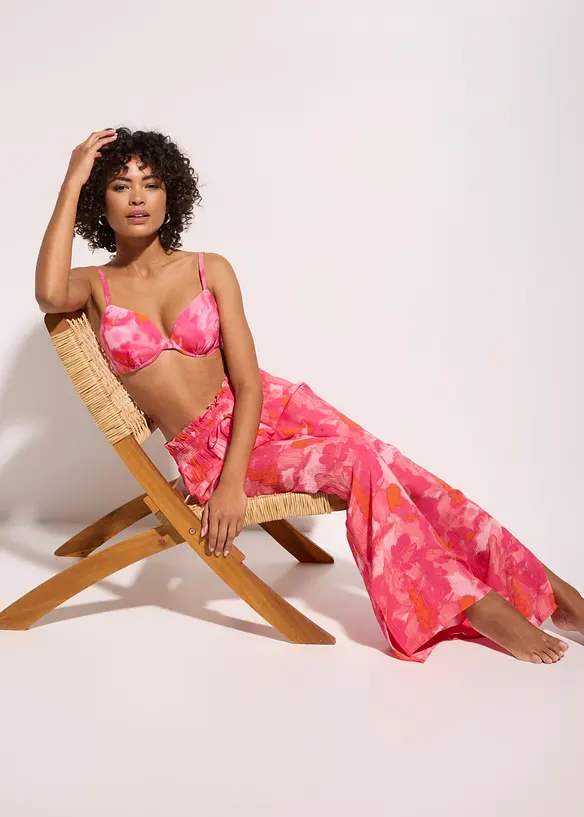 Pantaloni da spiaggia in crinkle operato, bonprix