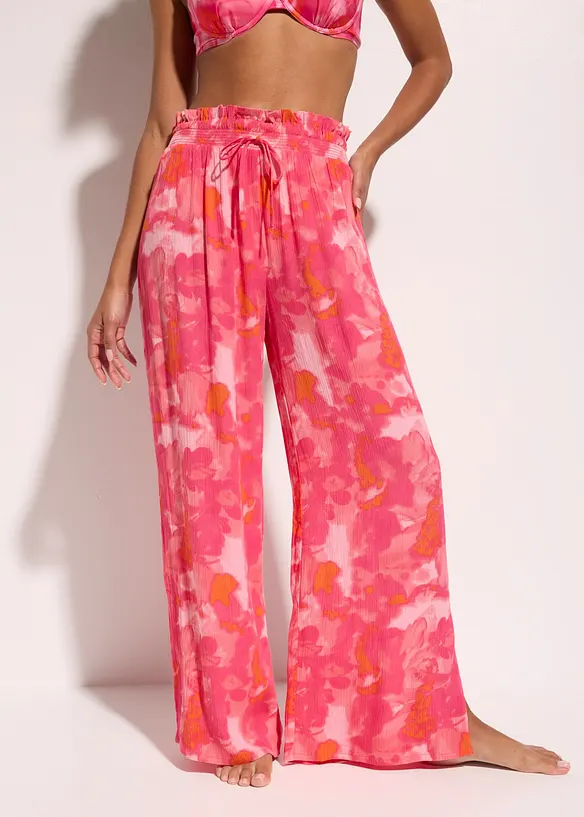 Pantaloni da spiaggia in crinkle operato, bonprix