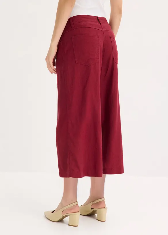 Pantaloni culotte in misto lino fresco con pieghe, bonprix