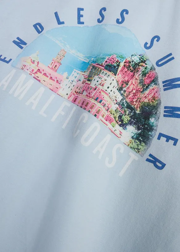 T-shirt loose fit in puro cotone biologico con stampa grande dietro, bonprix