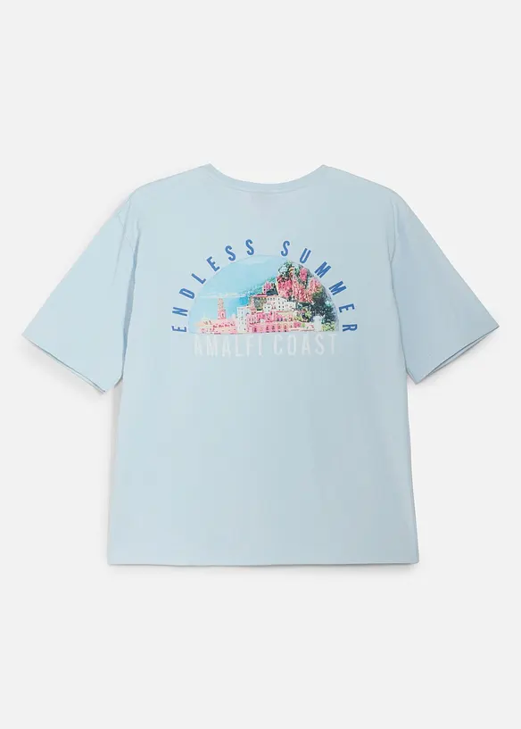 T-shirt loose fit in puro cotone biologico con stampa grande dietro, bonprix