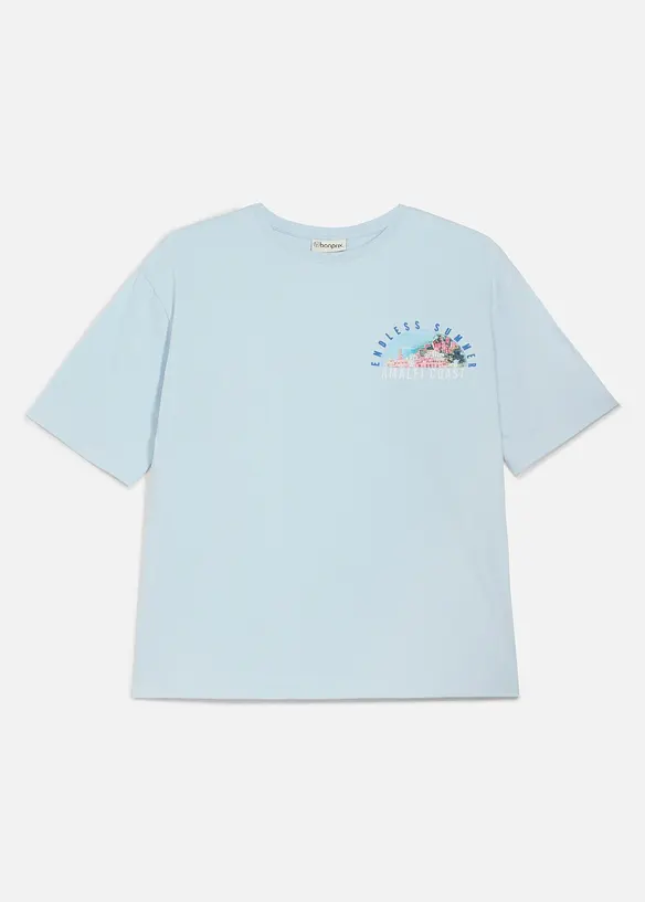 T-shirt loose fit in puro cotone biologico con stampa grande dietro, bonprix