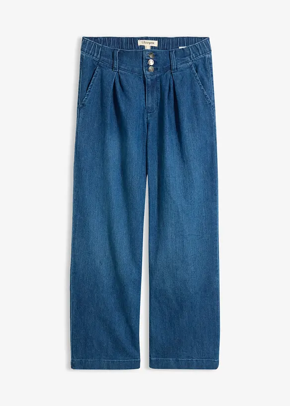 Jeans wide leg cropped con girovita comodo, vita alta, bonprix