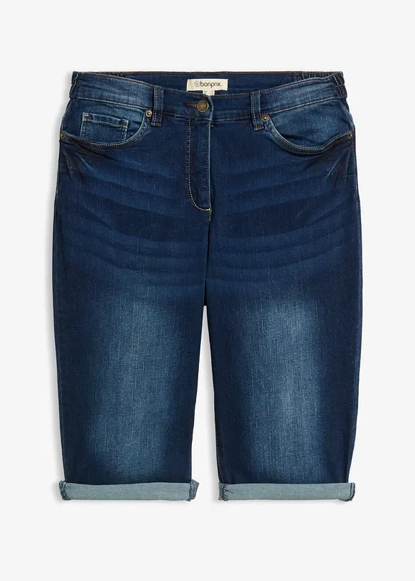 Bermuda in jeans con vita media parzialmente elasticizzata, bonprix