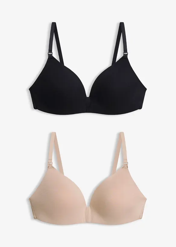 Reggiseno da allattamento imbottito senza ferretto con cotone biologico (pacco da 2), bonprix