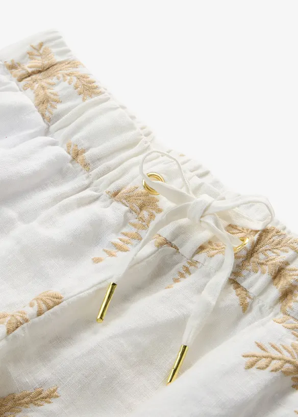 Shorts ricamati in puro lino, bonprix
