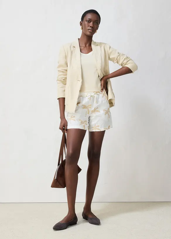 Shorts ricamati in puro lino, bonprix