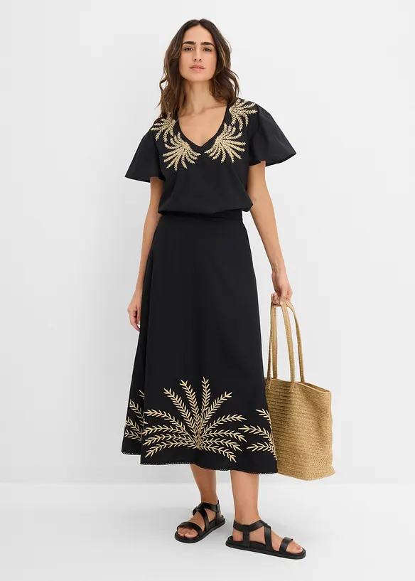 Gonna lunga con ricamo, bonprix