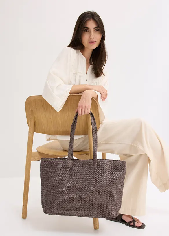Borsa shopper effetto paglia, bonprix