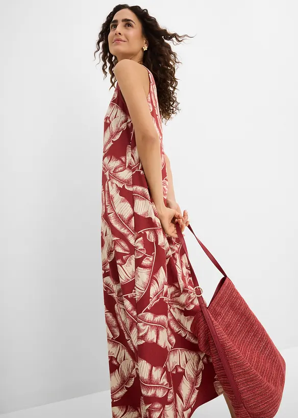 Abito largo in misto viscosa con stampa allover, bonprix