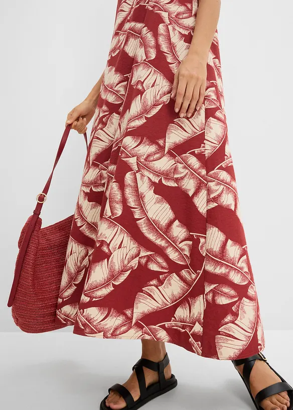 Abito largo in misto viscosa con stampa allover, bonprix