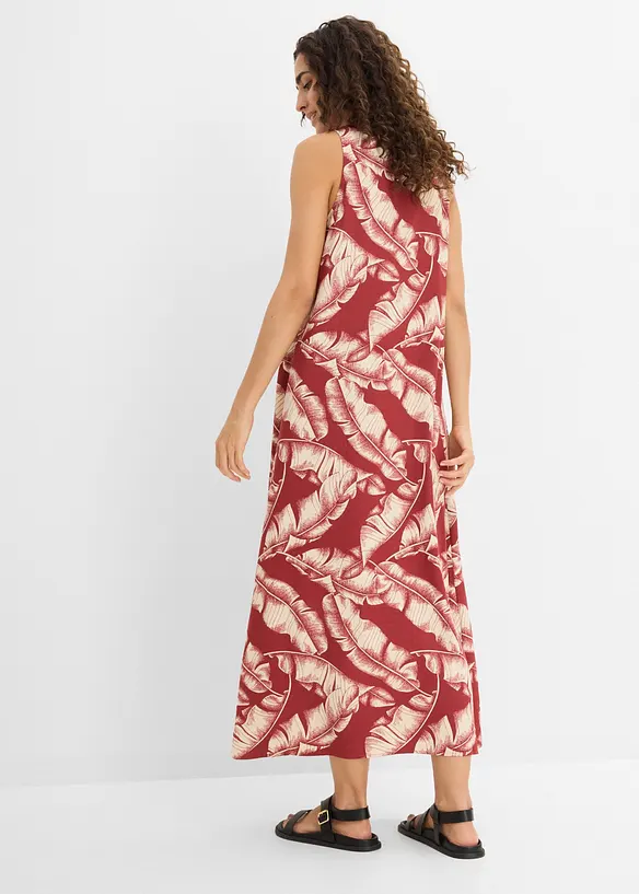 Abito largo in misto viscosa con stampa allover, bonprix