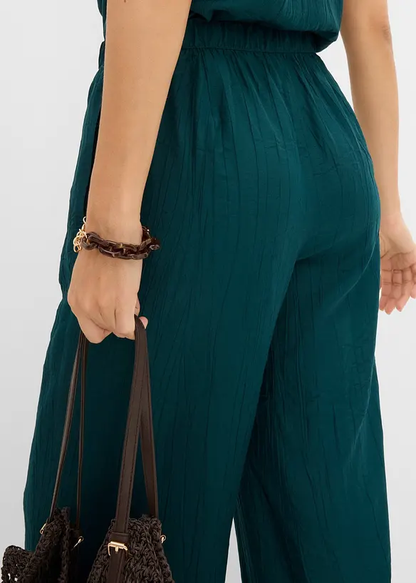 Pantaloni in misto viscosa con effetto plissettato, bonprix