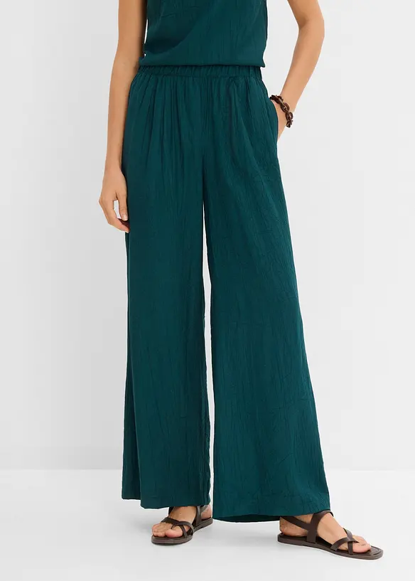 Pantaloni in misto viscosa con effetto plissettato, bonprix