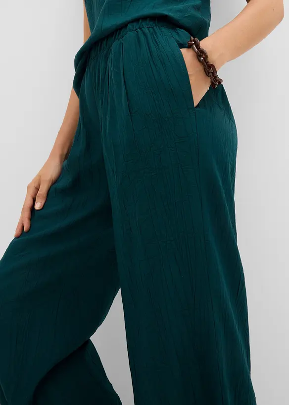 Pantaloni in misto viscosa con effetto plissettato, bonprix