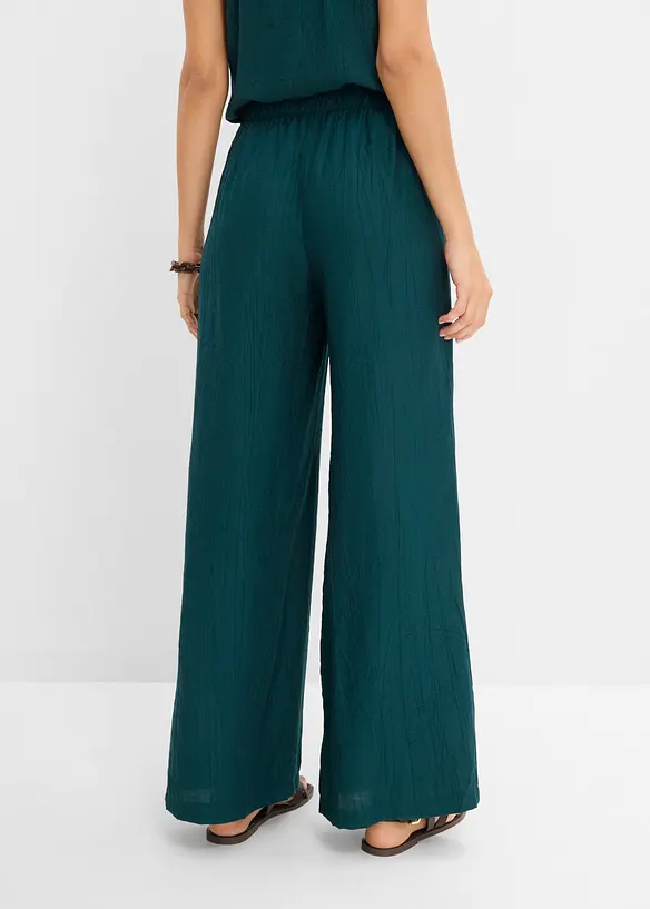 Pantaloni in misto viscosa con effetto plissettato, bonprix