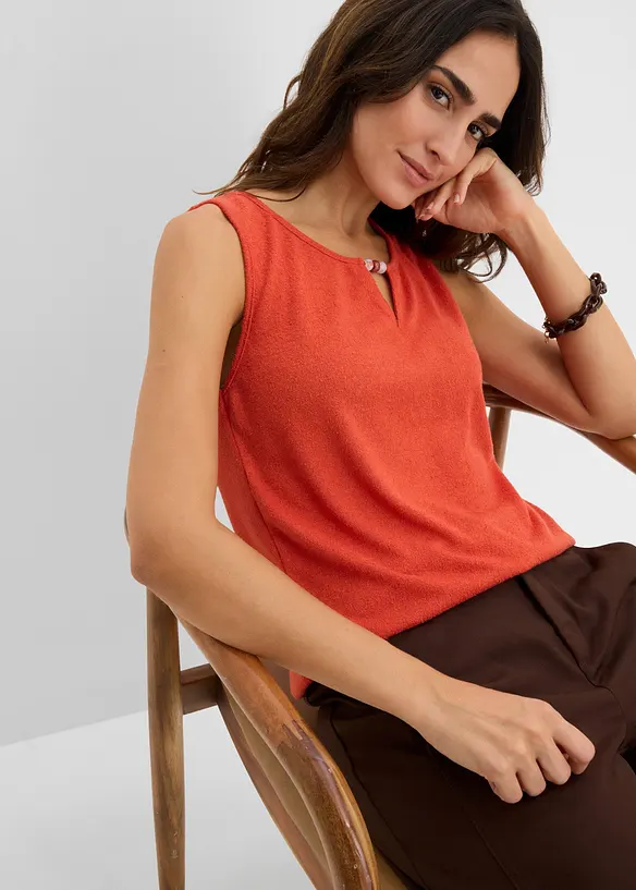 Top in maglia con perle, bonprix