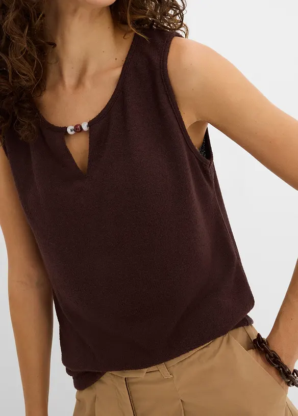 Top in maglia con perle, bonprix