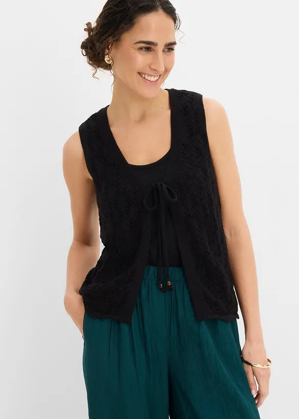 Gilet in maglia traforata, bonprix