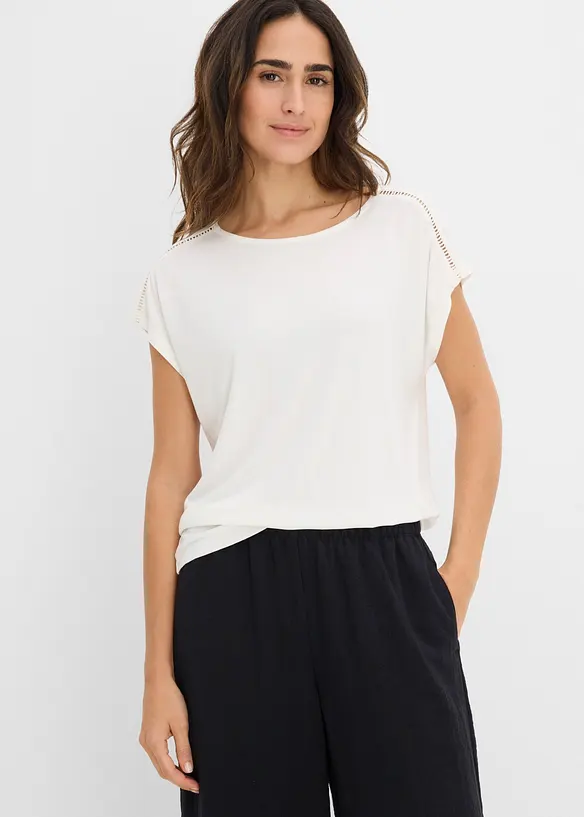Maglia con pizzo a traforo, bonprix