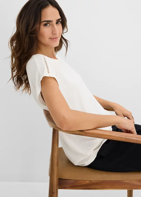 Maglia con pizzo a traforo, bonprix