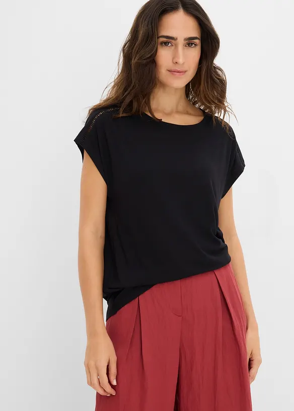 Maglia con pizzo a traforo, bonprix