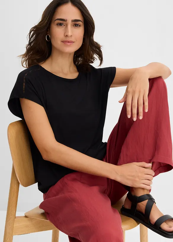 Maglia con pizzo a traforo, bonprix