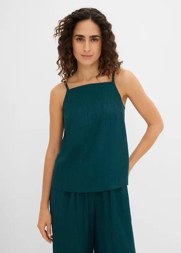 Top in misto viscosa con effetto plissettato, bonprix