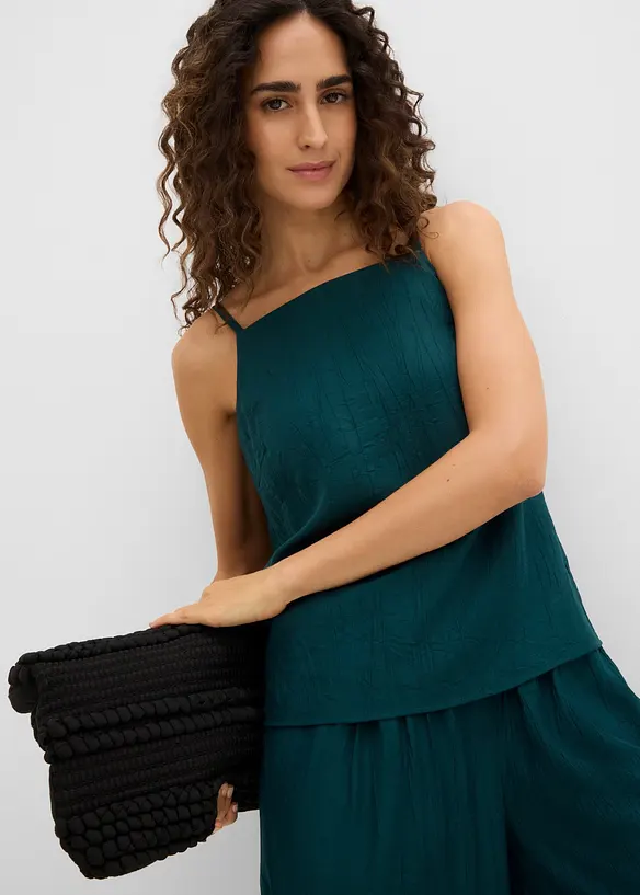 Top in misto viscosa con effetto plissettato, bonprix