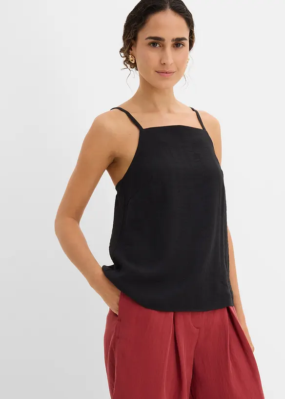 Top in misto viscosa con effetto plissettato, bonprix